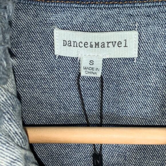NWT Dance & Marvel distressed medium wash embellished denim jacket size small S - Picture 8 of 10